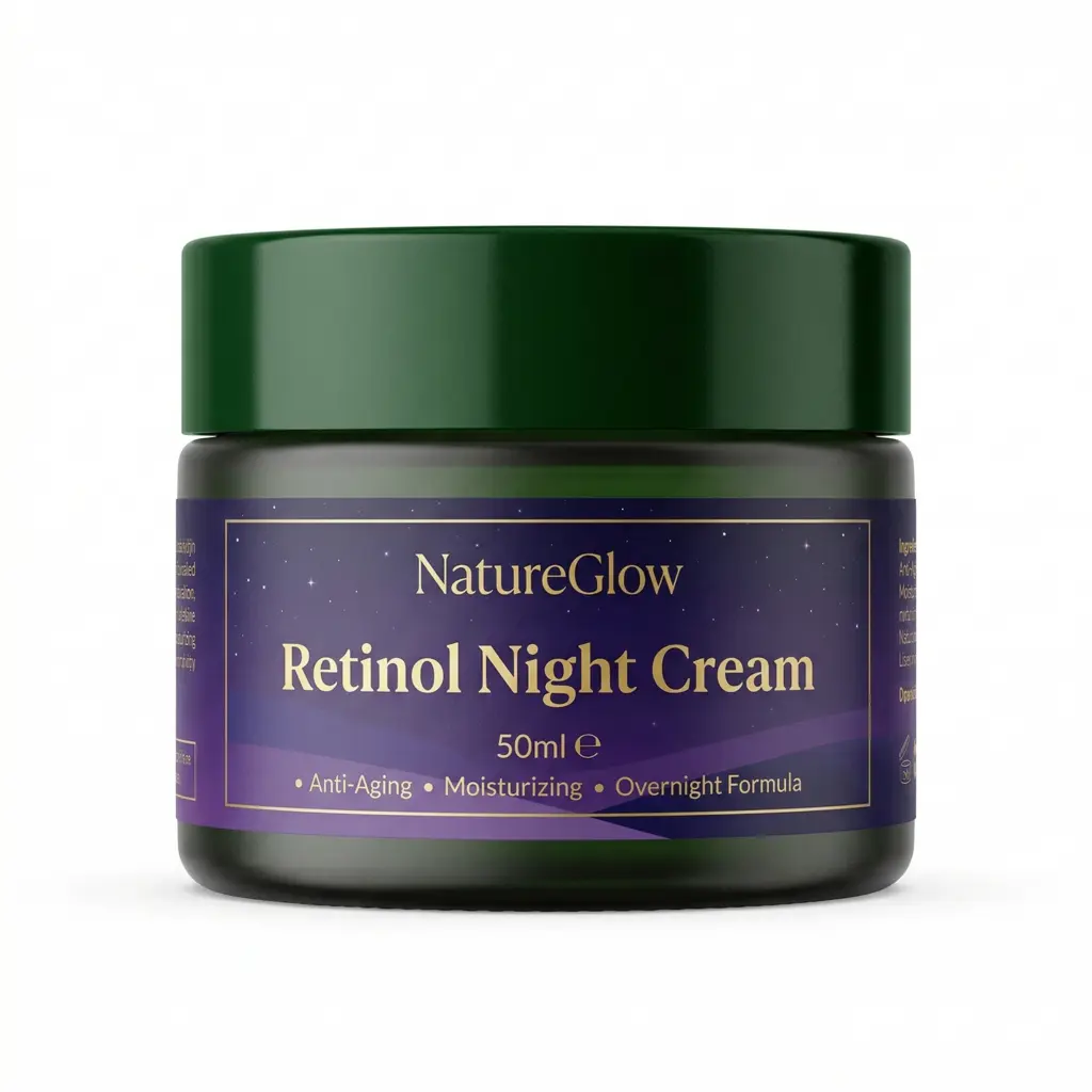 NatureGlow Retinol Night Cream - Anti-Aging Moisturizer with Vitamin E, 1.7 oz