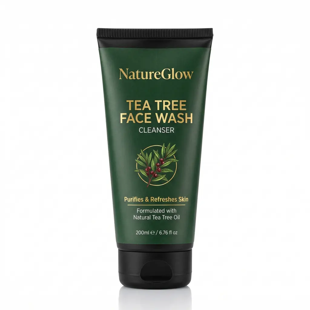 NatureGlow Tea Tree Face Wash - Gentle Cleanser for Oily & Acne-Prone Skin, 6 fl oz